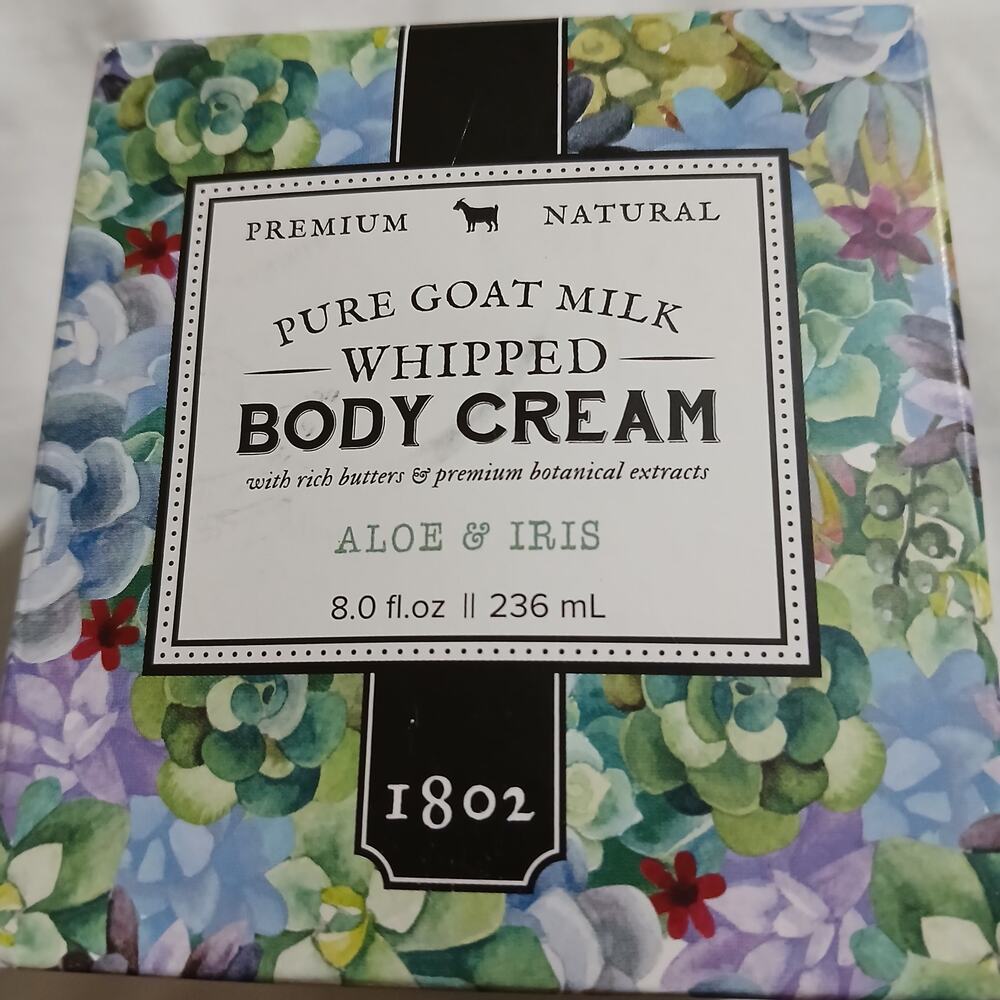 BEEKMAN 1802 Pure Goat Milk Whipped Body Cream Aloe & Iris 8oz New/Sealed